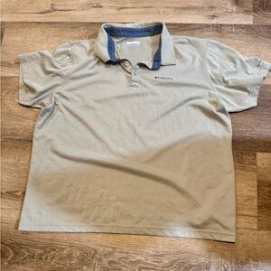 Columbia Men’s Polo Shirt – XXL – Light Green w/ Subtle Stripe